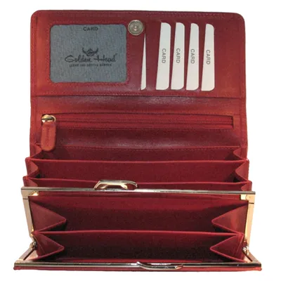 Image de Golden Head porte-monnaie Polo RFID Protect French Coin Purse Wallet Red rouge foncé