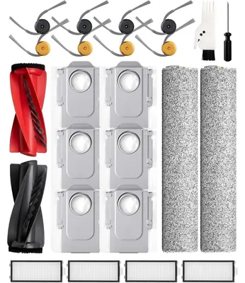 Imagen del producto de INF Juego de 24 piezas de repuesto compatible con Roborock Qrevo Curv 2 Flow – Cepillos principales, Cepillos rodillo, Filtros HEPA, Bolsas de polvo
