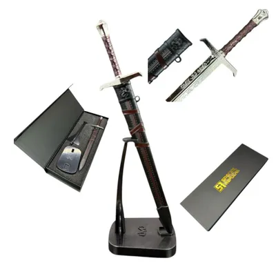 Immagine prodotto di Mini tagliacarte Spada di Re Artù "Excalibur" con fodero 22 cm - Tagliacarte decorativo - Metallo - Supporto e confezione regalo KW1129