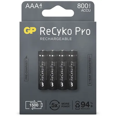 Zdjęcie produktu dla GP Batteries 12585AAAHCB-C4 1x4 ReCyko Pro NiMH Akkus AAA/Micro 800mAh Pro