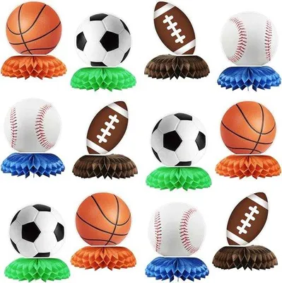 Productafbeelding van Sportdecoraties 12 Stuks - Feestdecoratie - Sportthema - Sportfeestartikelen - Verjaardagscadeaus - Geschikt voor jongens