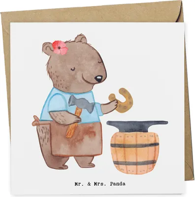 Produktbild von Mr. & Mrs. Panda Glückwunschkarte Schmiedin Herz - Weiß - Geschenk, doppelkarte, anlasskarte, Grußkarte, faltkarte, Klappkarte