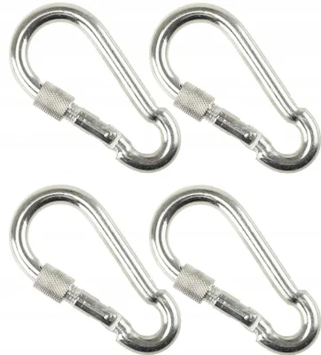 Produktbild von Karabinerhaken FEINZ - 80mm - verzinkt - 230kg Tragkraft - mit Sicherheitsmechanismus - 4er Set