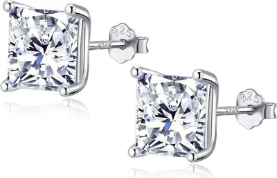 Immagine prodotto di Orecchini con zirconi in argento EPVOA: donna/uomo, argento sterling 925, incastonati in 4/5/6/7 mm
