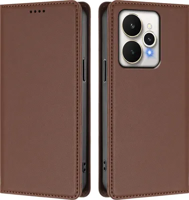 Immagine prodotto di Custodia per telefono cellulare per Realme 15 /Realme 15 Pro 5G, Flip Cover in Finto cuoio antiurto magnetica con supporto marrone
