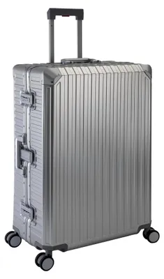 Produktbild von Tokyo 100% Aluminium Koffer XL-78cm Hartschalenkoffer Reisetrolley Suitecase Reisekoffer 2X TSA Zahlenschloss 4 Doppelräder 360° Rollen Vol. 110L - Silber