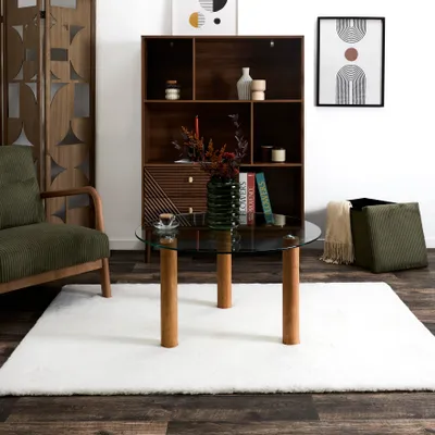 Image de Table Basse - HOME DECO FACTORY - CLARA - Ronde - Verre Trempé - Marron