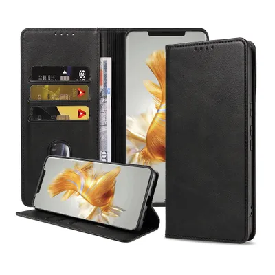 Produktbild von Smartphonica Handytasche passend für Huawei Mate 50 Pro Kunstledertasche mit Magnetverschluss und Kartenhaltern Buchhülle mit Klappe - Schwarz