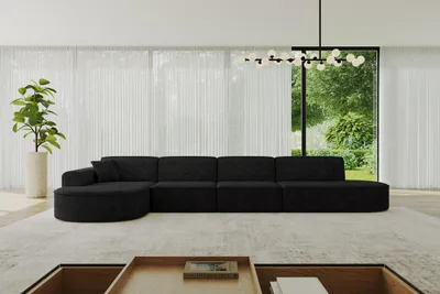 Produktbild von ALTDECOR Ecksofa in L-Form  MARI-L3 - 413x171x79,5 cm  Schwarz -  Corner Sofa Bett Eckcouch Couch  Wohnlandschaft Cauchsofa