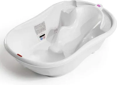 Zdjęcie produktu dla Ergonomiczna wanienka dla niemowląt z powłoką antypoślizgową, dla dzieci w wieku 0–12 miesięcy, biała