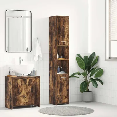 Obrázok produktu pre vidaXL Kúpeľňová skrinka Smoked Oak 30x30x183,5 cm Materiál dreva