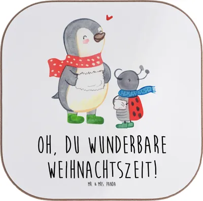 Produktbild von Mr. & Mrs. Panda Untersetzer für Gläser Smörle Winterzeit - Weiß - Geschenk, Flaschenuntersetzer, Weihnachtszeit, Weihnachten Grüße, gläseruntersetzer, Coaster, Glas