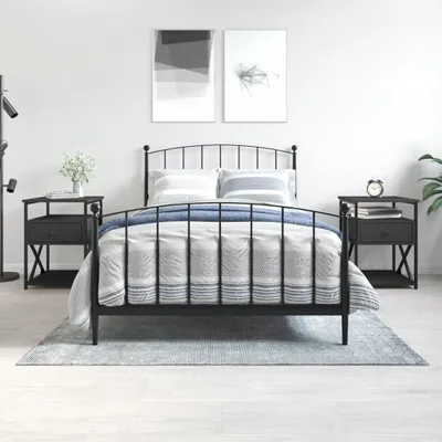 Produktbild von vidaXL Nachttische 2 Stk. Schwarz 40x42x55 cm Holzwerkstoff