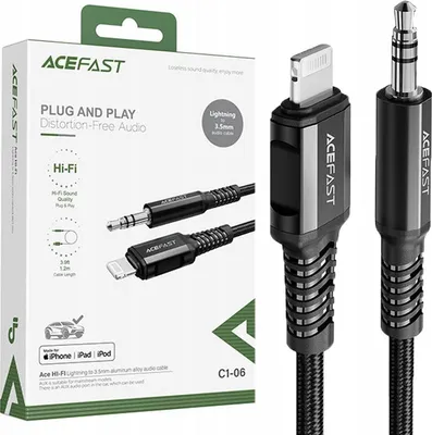 Image de Acefast Cable Audio Mfi Lightning - 3,5Mm Mini Jack (Męski) 1,2M, Aux Czarny (C1-06 Black)