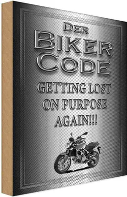 Produktbild von vianmo Holzschild 18x12 cm Motorrad Biker Code getting lost on Auto Garage Werkstatt