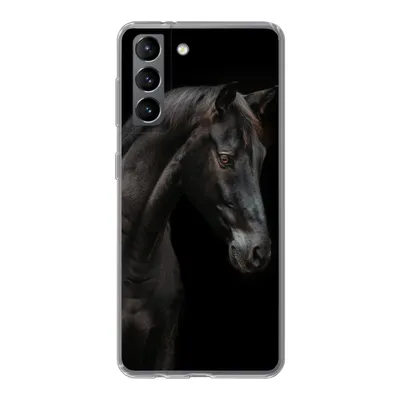 Produktbild von MuchoWow® Handyhülle Schutzhülle Hülle für Samsung Galaxy S21 Pferd - Tier - Schwarz Silikon Softcase Handy Hülle - Softcase