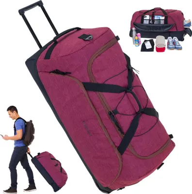 Produktbild von Reisetrolley Reisetasche Elephant Travel Trolley Cruiser 100-135 Liter Dehnfalte Wäsche + Schuhfach flach verstaubar Reise Tasche 13031 Rot Bordeaux