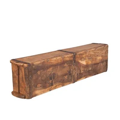 Produktbild von Thats Shopping GmbH Doppelkiste aus recyceltem Holz, Vintage Ziegelform, Dekokiste, 2 Kammern, Unikat, Braun, 58x15x10 cm, Hergestellt in Indien