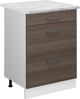 Produktbild von Küchenunterschrank Vicco R-Line Edelgrau 60 cm mit Schubladen, AP Marmor, Model 37725
