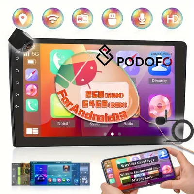 Image de Système multimédia Android 13 pour voiture - Autoradio double DIN - Système multimédia pour automobile - Autoradio tactile