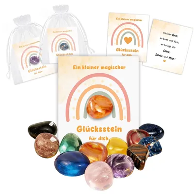 Produktbild von Glückssteine - 12 Stück - Dekoration und Mitgebsel - Bunt
