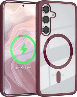 Produktbild von EAZY CASE Clear MagSafe Case für Samsung Galaxy S24, Qi-Charging, Silikon mit Kameraschutz, Bumper Case in Rot