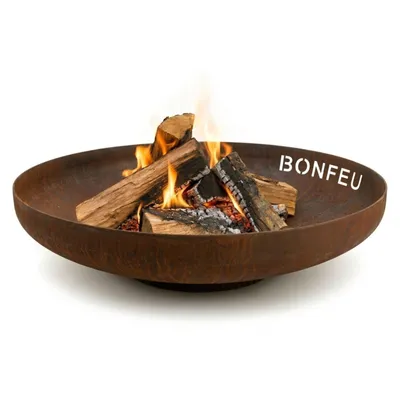 Produktbild von BonFeu BonBowl Feuerschale 80 cm - Feuerschalen für den Garten - Feuerstelle Outdoor & Feuertonne - Feuerschale mit opt. Grillrost aus hochwertigem Cortenstahl - Feuerkorb für den Garten - 80x80x20cm