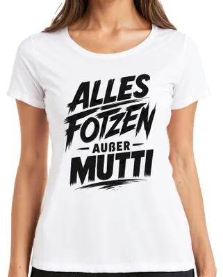 Immagine prodotto di Maglietta da donna, colore bianco, taglia M, con scritta divertente e sarcastica: "Tutto a posto, tranne la mamma"