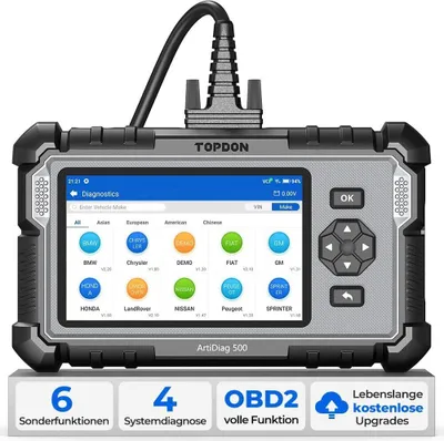 Produktbild von TOPDON OBD2 Diagnosegerät deutsch ArtiDiag500 Systemdiagnosen für Motor/Getriebe/ABS/SRS, volle obd2 Funktion,Free Software-Upgrade