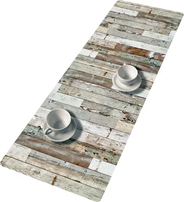 Produktbild von BERTONI Filz Tischläufer, Tischdecke mit Muster Bank TischdekorationVINTAGE WHITE 95x33 cm