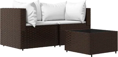 Produktbild von vidaXL 3-tlg. Garten-Lounge-Set mit Kissen Braun Poly Rattan
