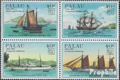 Produktbild von Briefmarken Palau-Inseln 1984 Mi 51-54 Viererblock (kompl.Ausg.) postfrisch Weltpostkongreß