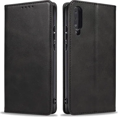 Produktbild von Handyhülle für Samsung Galaxy A50 Kunstleder Flip Cover Hülle Handytasche Case Kartenfach Farbe: Schwarz