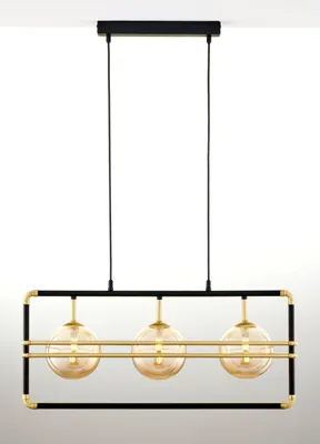 Obrázek produktu pro Závěsné svítidlo FIORI v černé, zlaté a jantarové barvě, 3xG9x8W, kov, rozměry: 115x68x27 cm, IP20, Jupiter