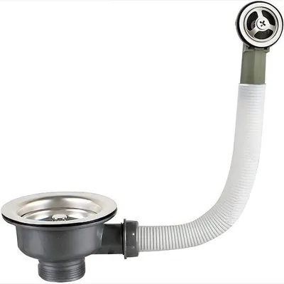 Produktbild von Famanu Küchensiphon Set mit Sieb und Überlauf - Universal Spülbecken Abflussfilter