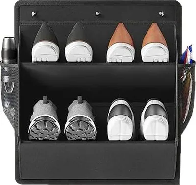 Produktbild von INF Wandmontierter Organizer aus Oxford-Gewebe - Schuhregal, Schwarz, 46x43x13cm
