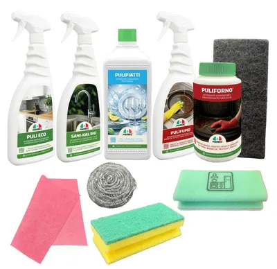 Immagine prodotto di KIT CUCINA - Kit completo pulizia cucina per grasso incrostazioni e calcare - 10PZ