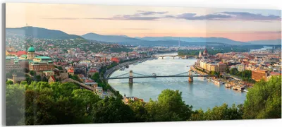 Produktbild von DEQORI Glasbild Echtglas 150x60 cm 'Blick über Budapest' Wandbild Bild modern Deko