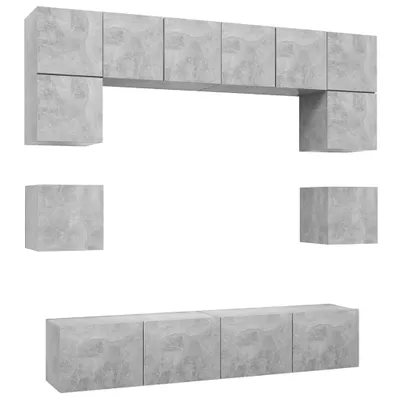 Produktbild von vidaXL 8-tlg. TV-Schrank-Set Betongrau Holzwerkstoff