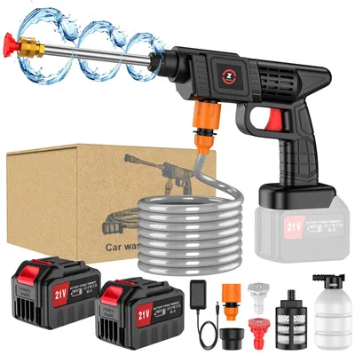 Immagine prodotto di Idropulitrice per auto - Pistola di pulizia senza fili - 200 W - 50 bar - 21 V - 2 batterie - 4500 mAh