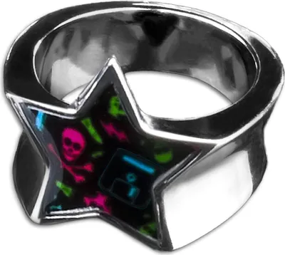 Produktbild von viva-adorno Gr. 50 (15,9 mm Ø) Edelstahl Damen Ring Stern Buntes Motiv Animal Print Muster Fingerring Rockabilly RS46 Totenköpfe bunt