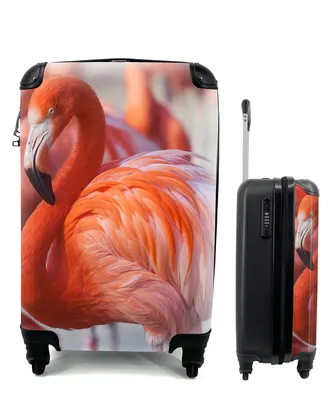 Produktbild von MuchoWow® Koffer Handgepäck Trolley Rollkoffer Kleine Reisekoffer mit 4 Rollen - Flamingo - Vogel - Tiere - Rosa - Cabin Size < 55x40x23 cm & 55x40x20 cm - Fotokoffer - Kabinenkoffer - Boardgepäck - Reise-Box - Reisekoffer - Reisegepäck - Koffer mit Bild - Trolley für Kinder