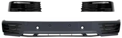 Imagen del producto de Spoiler adicional para parachoques delantero, compatible con vehículos Volkswagen Transporter T6 a partir de 2015, con luces LED para circulación diurna.