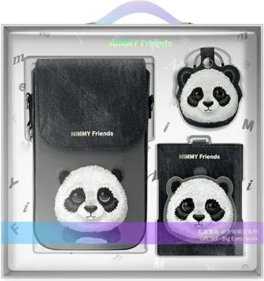 Obrázek produktu pro Nimmy 3W1 Set taška na telefon + peněženka + pouzdro s lokátorem Black/Black Big Eyed Pet 2.0 Panda