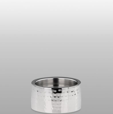 Stumpenkerzen-Halter rund, gehämmert Edelstahl D: 10,5cm, H: 5,0cm