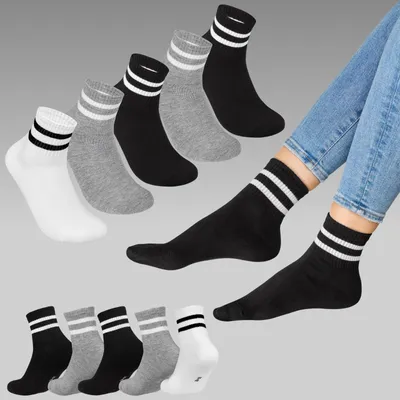 Produktbild von Sport Socken Uni mit Streifen – Baumwolle Tennissocken ohne Naht atmungsaktiv 5/10/20/30 Paar Mehrfarbig 20 Paar 35 - 38