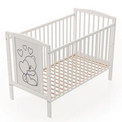 Produktbild von Kinderbett Babybett TIMMI – Ökologisch und aus Massivholz 3 fach höhenverstellbar 60 x 120 cm Weiß