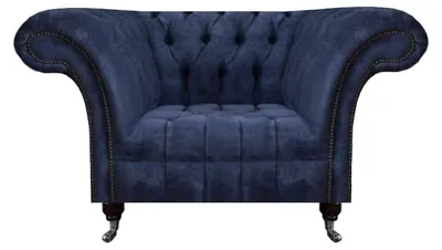 Obrázek produktu pro Dunkelblauer Chesterfield Einsitzer Wohnzimmer Textil Polstersessel