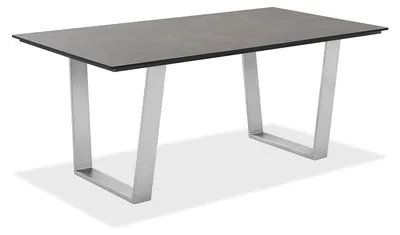 Produktbild von Gartentisch Noha 220x95 Tischplatte HPL Granit Trapezkufe Edelstahl gebürstet