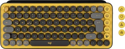 Produktbild von Logitech POP Keys, Mini, Kabellos, Bluetooth, Mechanischer Switch, QWERTZ, Schwarz, Grau, Gelb